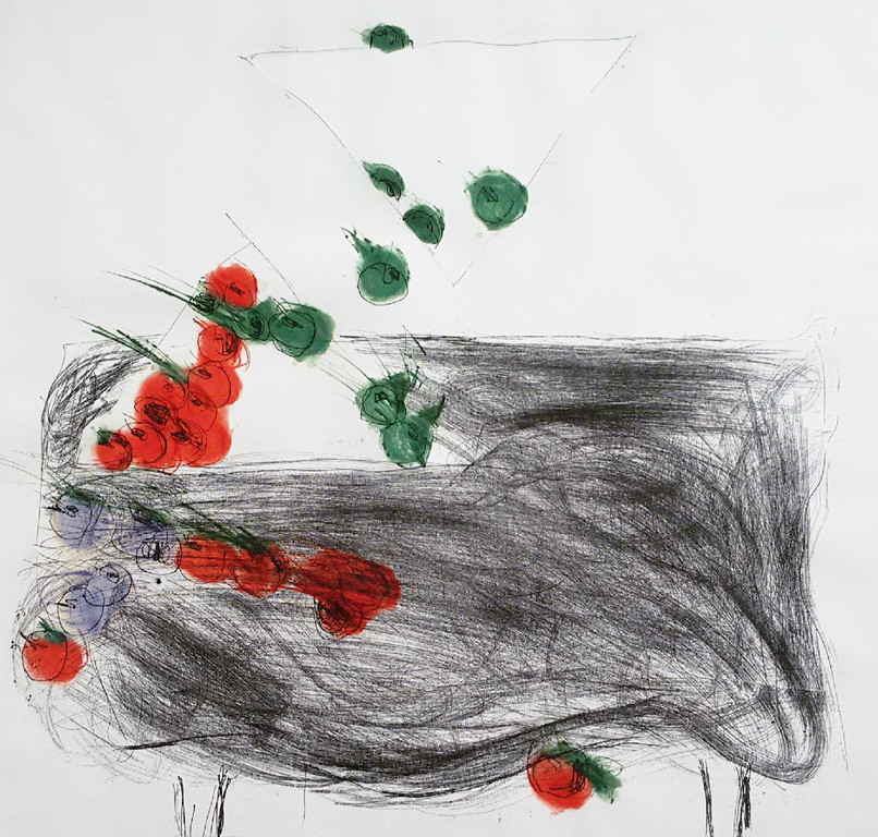 Ger Lataster - Compositie met fruit en driehoek, aquatint ets verkocht voor € 95!