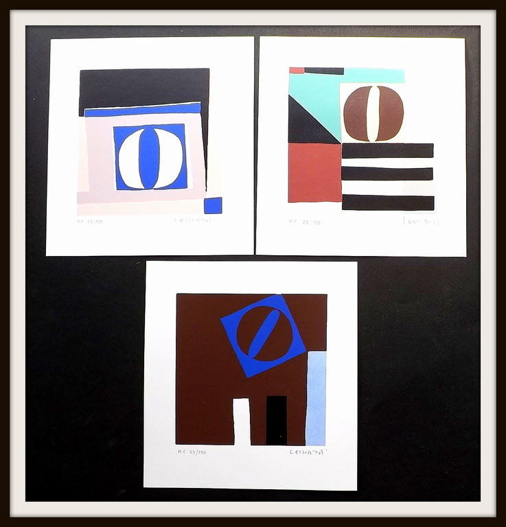 Ermanno Leinardi - 3 abstracte geometrische gesigneerde litho's - 1985 kopen? Bied vanaf 1!