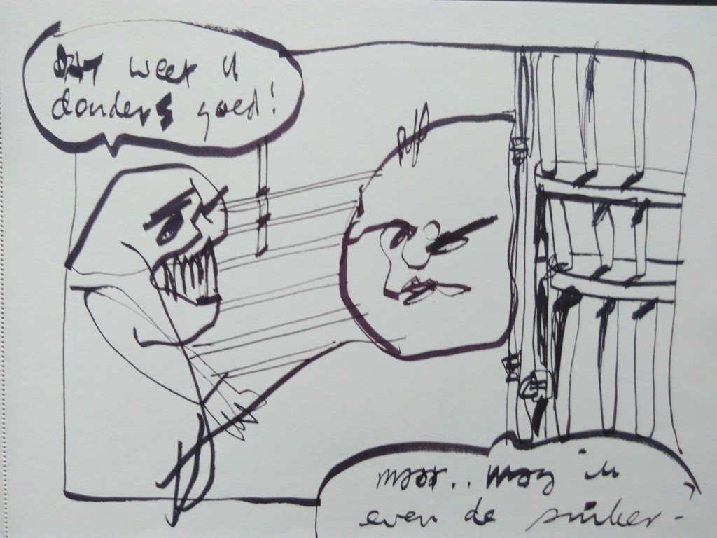 Herman Brood originele tekening uit 1990 + lijst verkocht voor € 160!