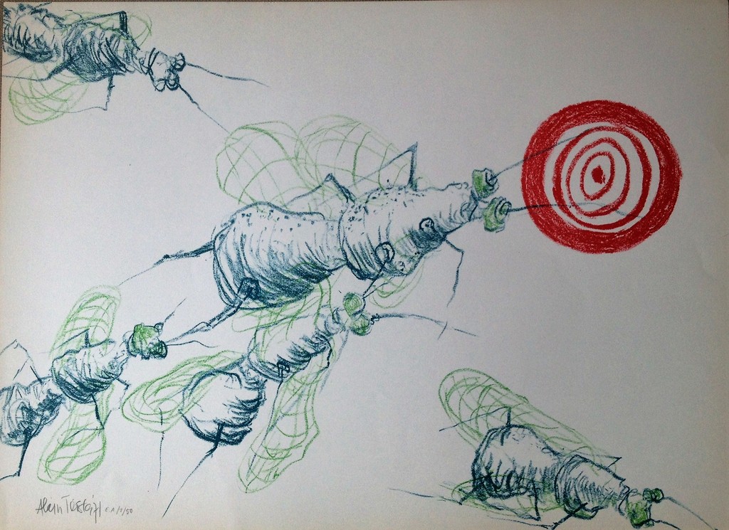 Alain Teister : Kleurenlitho , zonder titel naar mierengedicht Remco Campert kopen? Bied vanaf 1!