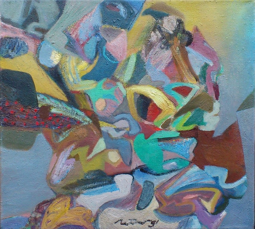 Nico van der  Hoff,olieverf op linnen, Titel: Embrace (Clashing bodies) kopen? Bied vanaf 275!