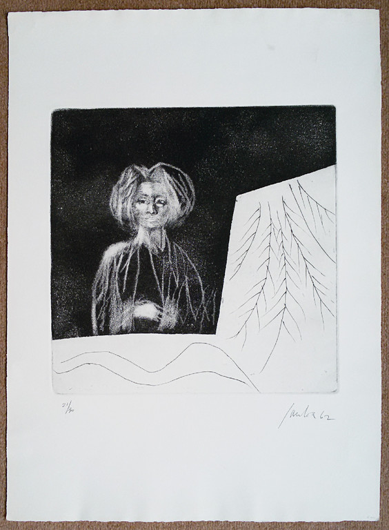 Jan Cox - Voorstelling met vrouwelijk figuur, ets kopen? Bied vanaf 75!