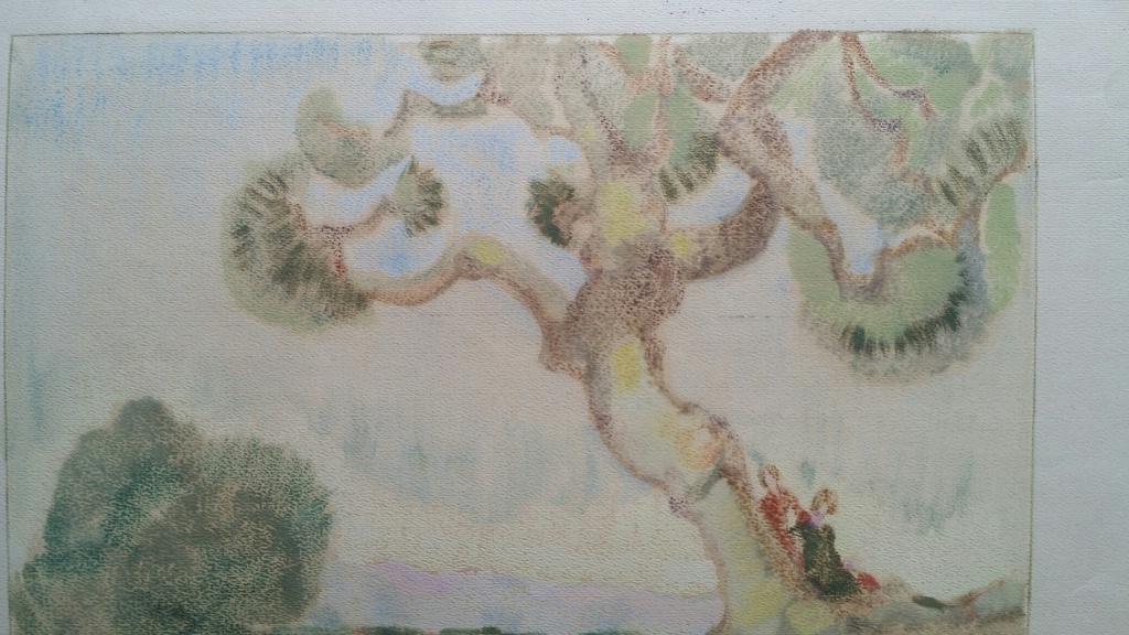 Albert Lamblot, Tekening, Landschap met figuren. kopen? Bied vanaf 8!