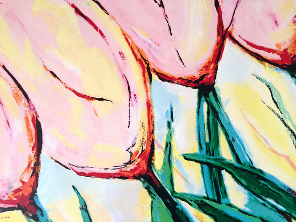 HUUB LEPELAAR  Gr Zeefdruk   RODE TULPEN  Handgesigneerd kopen? Bied vanaf 45!