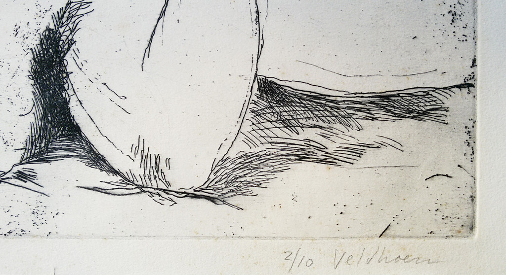 Aat Veldhoen - Echtpaar in bed (1958), ets kopen? Bied vanaf 110!