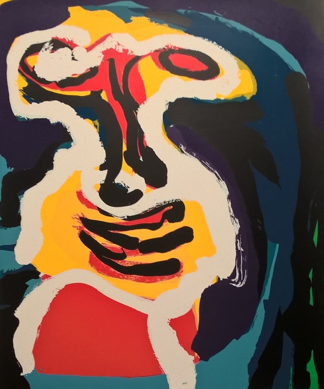Karel Appel – Zeefdruk - Head against blue sky  verkocht voor € 600!
