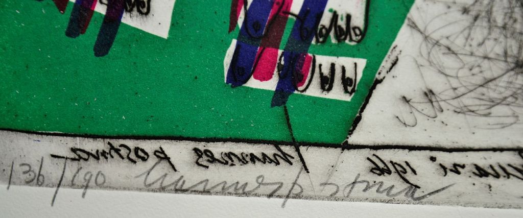 Hannes Postma: Zeer mooie kleurenets/litho. Twee Armlengten kopen? Bied vanaf 35!