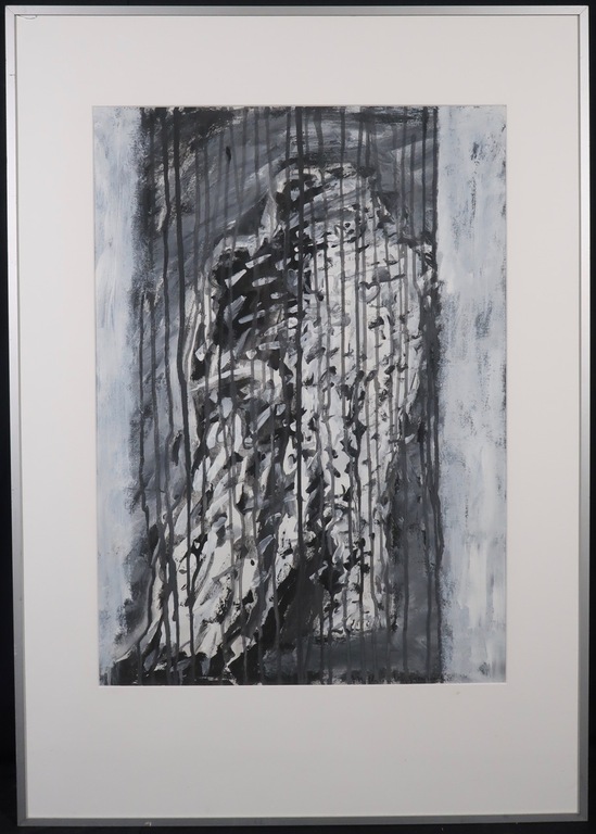 Mathieu Knippenbergh: Acryl op papier, Z.T. - Ingelijst verkocht voor € 40!