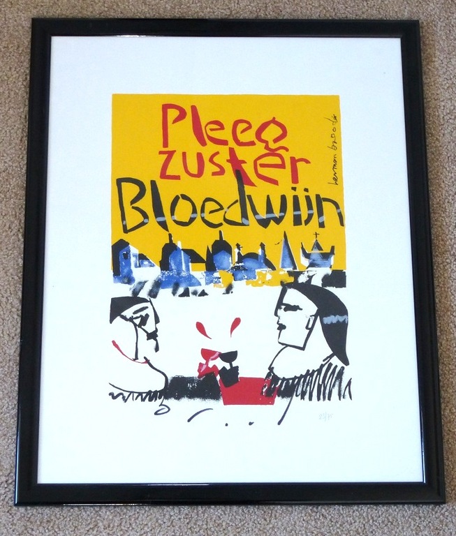 Herman Brood, ingelijste zeefdruk: Pleegzuster Bloedwijn, handgesigneerd en genummerd. Oplage 75 stuks!!! kopen? Bied vanaf 225!