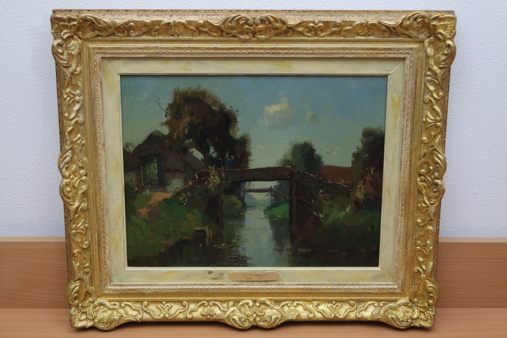 Knikker (Sr.) Jan Simon (1889-1957) - olieverf op doek - bruggetjes te Giethoorn kopen? Bied vanaf 295!
