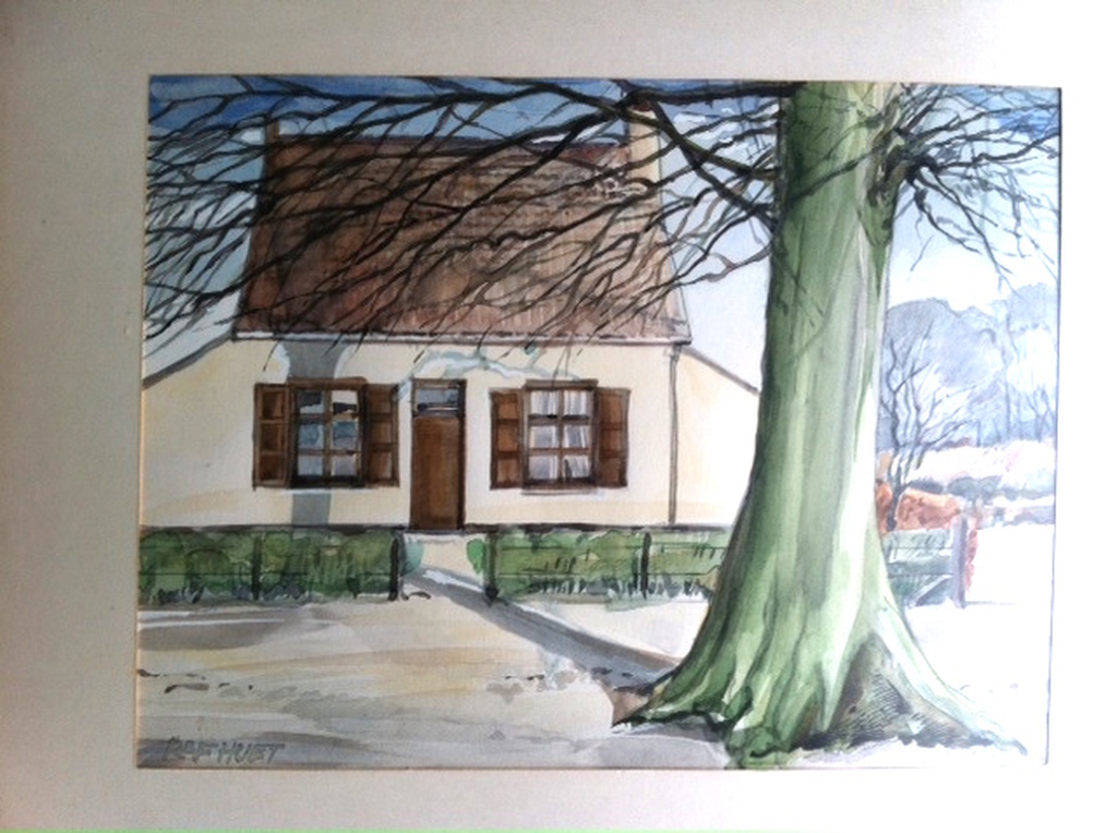 Aquarel Raf Huet 1941(Wortel Belgie) 52x42 cm-gesigneerd  kopen? Bied vanaf 20!