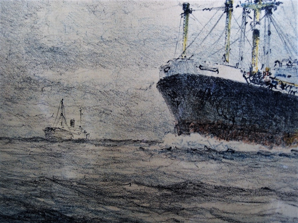 Mooi gesigneerd Rotterdams maritiem Aquarel "Mammoettanker" M de Jongere ! kopen? Bied vanaf 1!