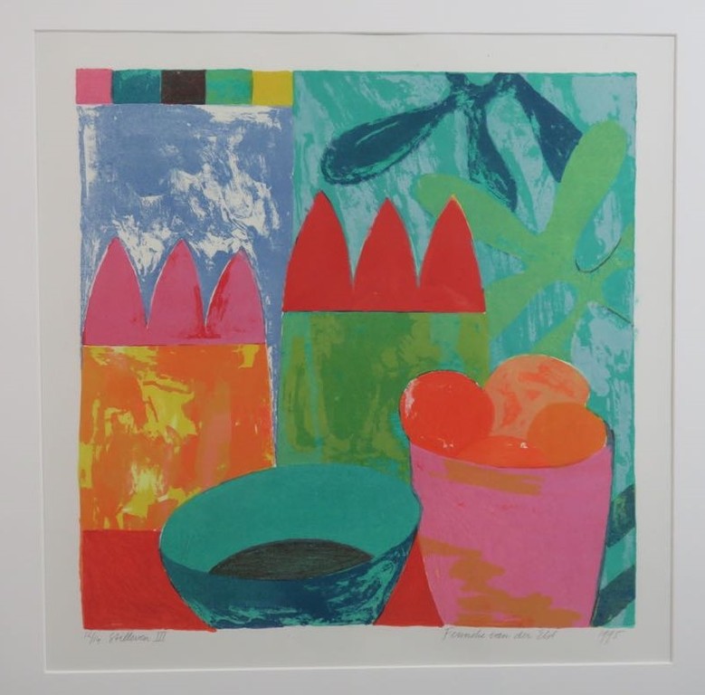 Fenneke van der Elst: Litho, Stilleven III - Ingelijst kopen? Bied vanaf 35!