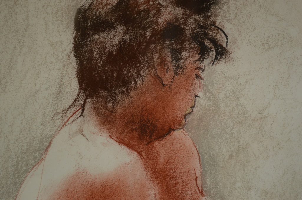 Emile de Vries (1923-2009) zittend naakt, pastel gesigneerd l.o. 2003 - 35x49 verkocht voor € 75!