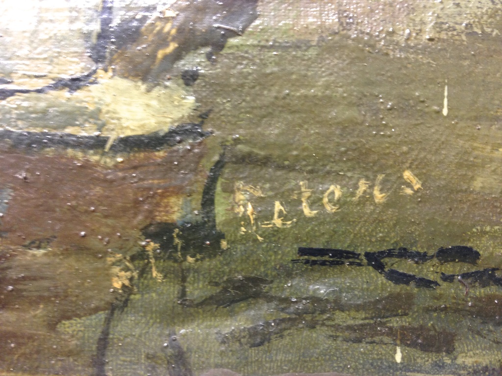 Hans W. Peters. Olieverf op doek. Straatje in Dordrecht. kopen? Bied vanaf 1!