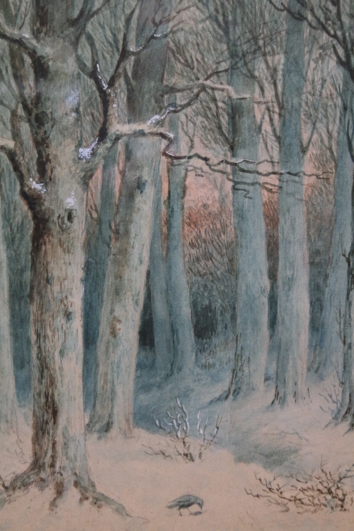 Gerrit Jan Derens (1831-1898) - aquarel - winters bosgezicht met vogel kopen? Bied vanaf 95!