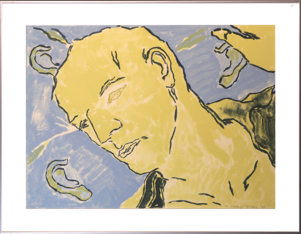 Koen Ebeling Koning: Zeefdruk, Zonder titel - Ingelijst kopen? Bied vanaf 1!