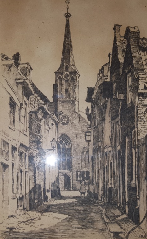 H. Roodenburg - ets, Bloempotsteeg Gorinchem '24, handgesigneerd kopen? Bied vanaf 39!