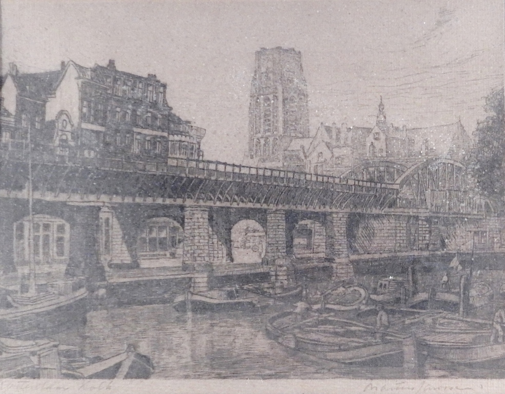Marius Janssen (1885-1957) - ets Kolk te Rotterdam kopen? Bied vanaf 75!