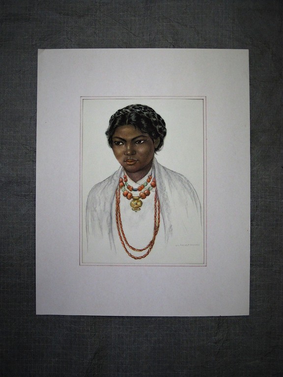 Bijzonder! Orig. Aquarel "Tibetaans Sherpa-meisje" van Ned Ind. portrettekenares kopen? Bied vanaf 1!