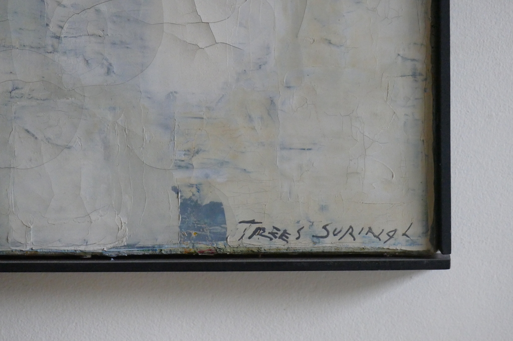 Trees Suringh: Compositie in wit 4. Olieverf op doek. kopen? Bied vanaf 95!