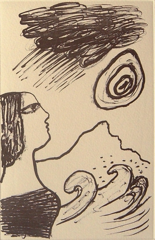 Corneille : Vrouw en zee (ets in bister) kopen? Bied vanaf 1!