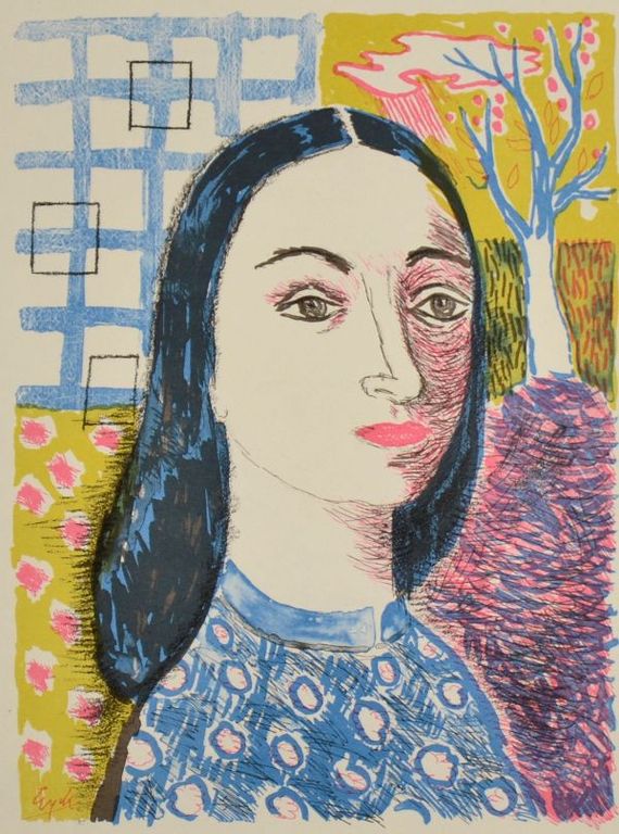 Charles Eyck: Kleurenlitho. Dame. verkocht voor € 36!