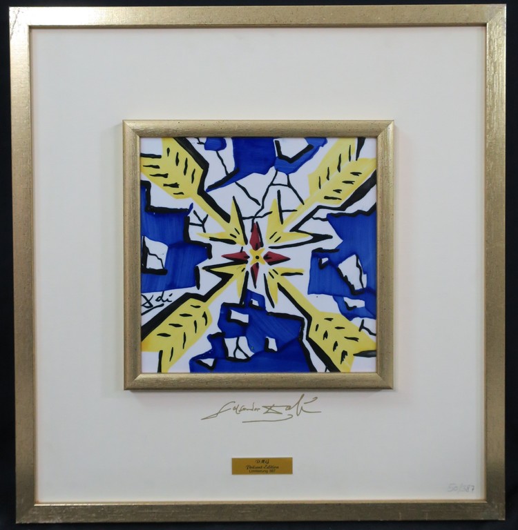 Aardewerk tegel met ontwerp van Salvador Dali, Les Flechettes - Ingelijst kopen? Bied vanaf 100!