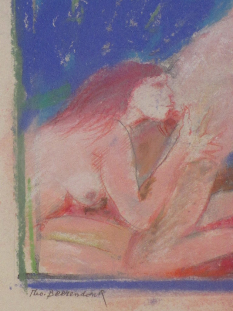 Theo Beerendonk, Vriendinnen in hun spel, Gemengde krijttekening kopen? Bied vanaf 55!