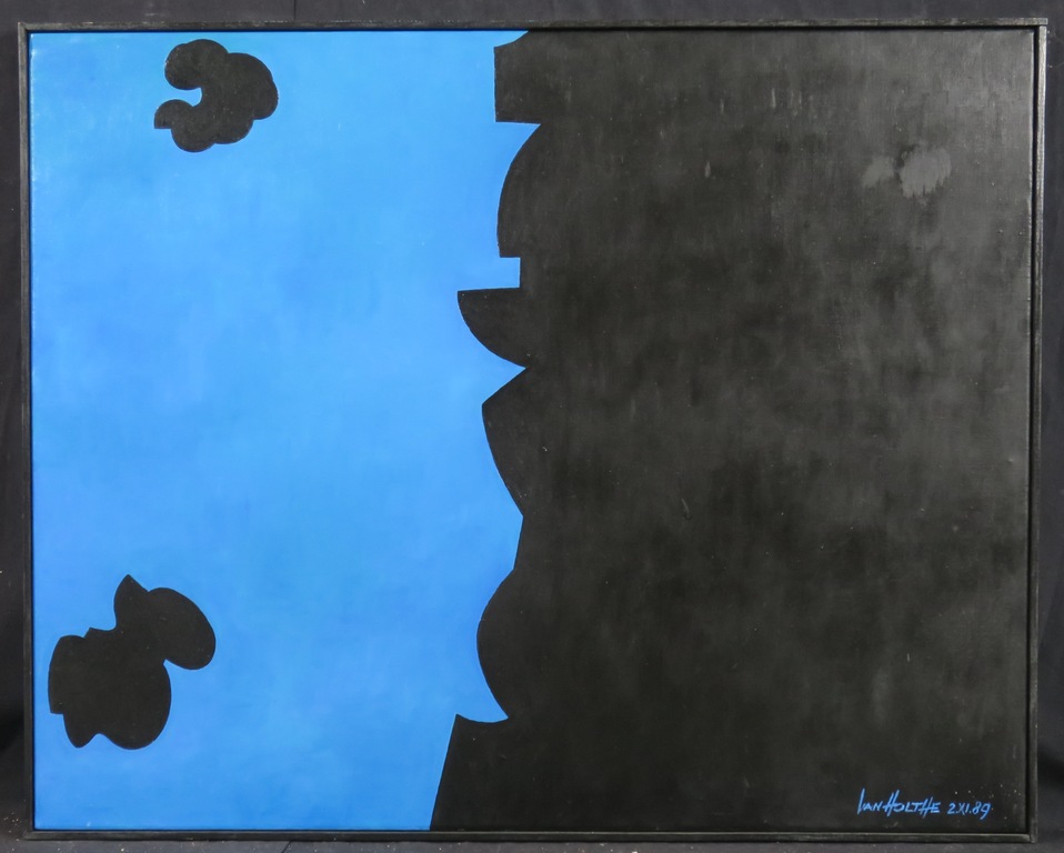 Jan van Holthe: Olieverf op doek, Passage 'Blue-Noir' - Ingelijst verkocht voor € 50!