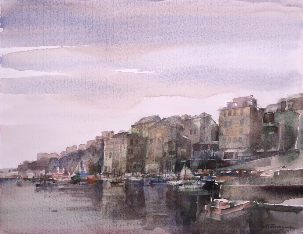 Hen Euverman: Aquarel, Zonder titel verkocht voor € 45!