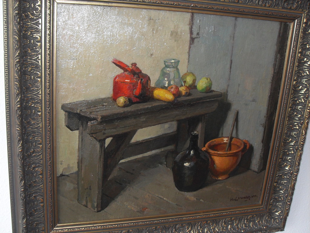 Stilleven met fruit flessen en waterketel kopen? Bied vanaf 275!