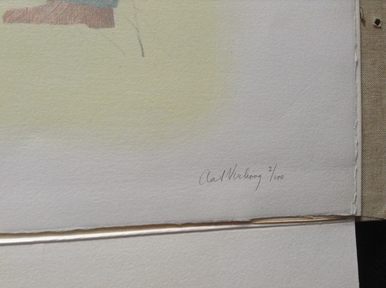 Aat Verhoog; kleurenlitho, man met konijn kopen? Bied vanaf 1!