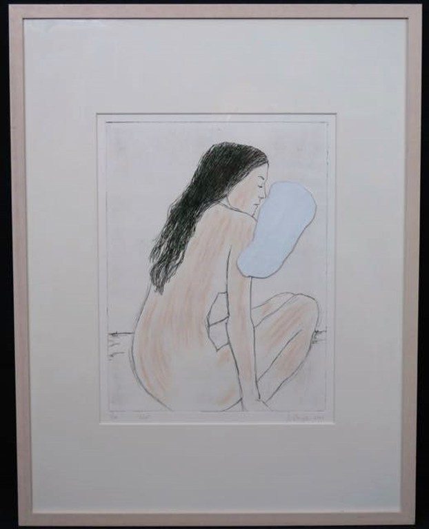 Iris van Dongen: Gemengde techniek, Wit - Ingelijst verkocht voor € 50!