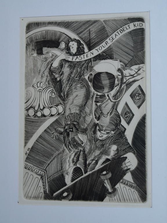 Gesigneerd AV – Ets – Fasten Your Seatbelt Kid – 2002 kopen? Bied vanaf 1!