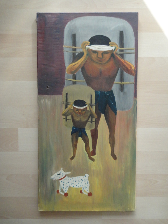 Bram Soffree, olieverf op doek, boksers kopen? Bied vanaf 10!
