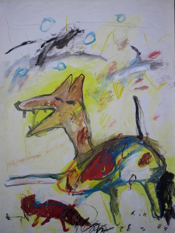 Rik van Iersel: Acryl en Pastel op papier, Z.T. (Groot) verkocht voor € 150!