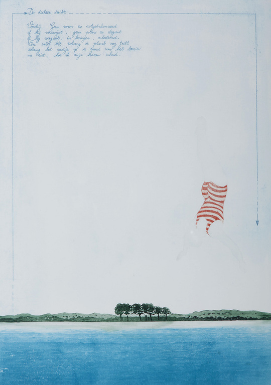 Leentje Linders - Ets en aquatint op papier - De dichter duikt kopen? Bied vanaf 10!