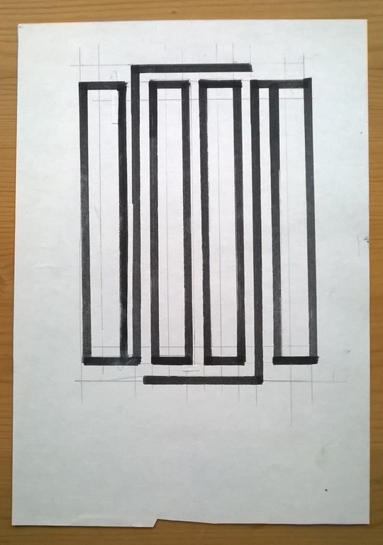 3x Siep van den Berg: 3 inkttekeningen, geometrische abstractie kopen? Bied vanaf 100!