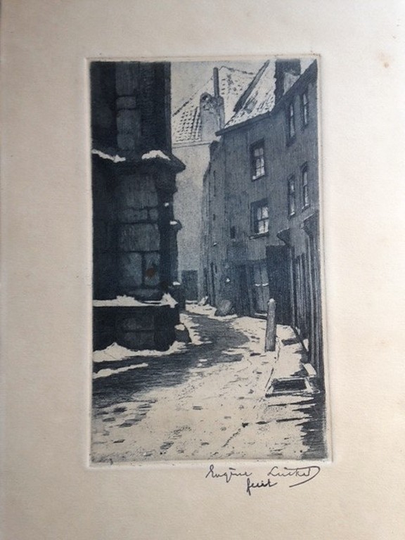 Eugene Lucker (1876-1943), grafiek, Oud stadsgezicht kopen? Bied vanaf 45!
