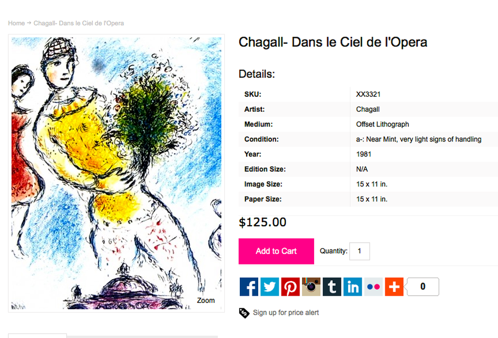 Marc Chagall, offset lithografie uit " derrière le miroir ",1981  kopen? Bied vanaf 50!