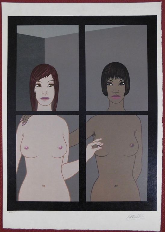 Felix Labisse - Kleurenlitho - 2 vrouwen voor een raam kopen? Bied vanaf 65!