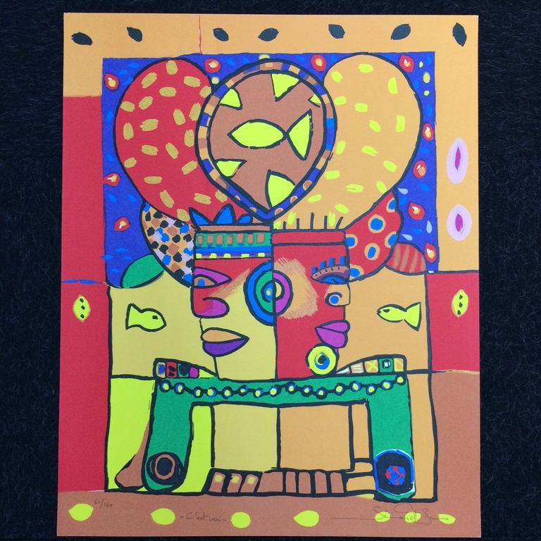 Simon & Bruno, zeefdruk op papier, Titel:  verkocht voor € 40!