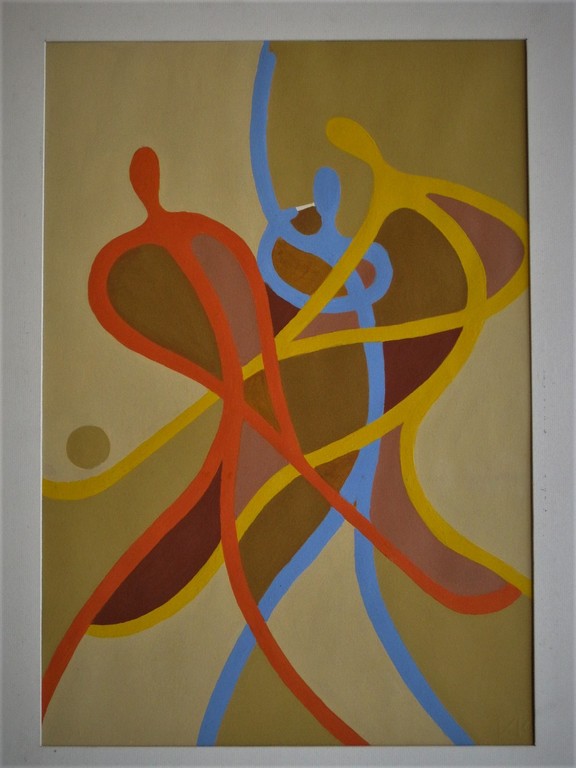 Mooie expressionistische Mateo v/d Heuvel Gouache "eenwording" gesigneerd kopen? Bied vanaf 1!