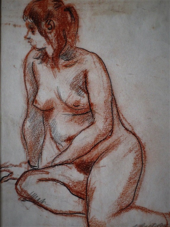 Fraaie roodkrijttekening "naakte vrouw" van schrijver/illustrator jo Fabricius  kopen? Bied vanaf 1!