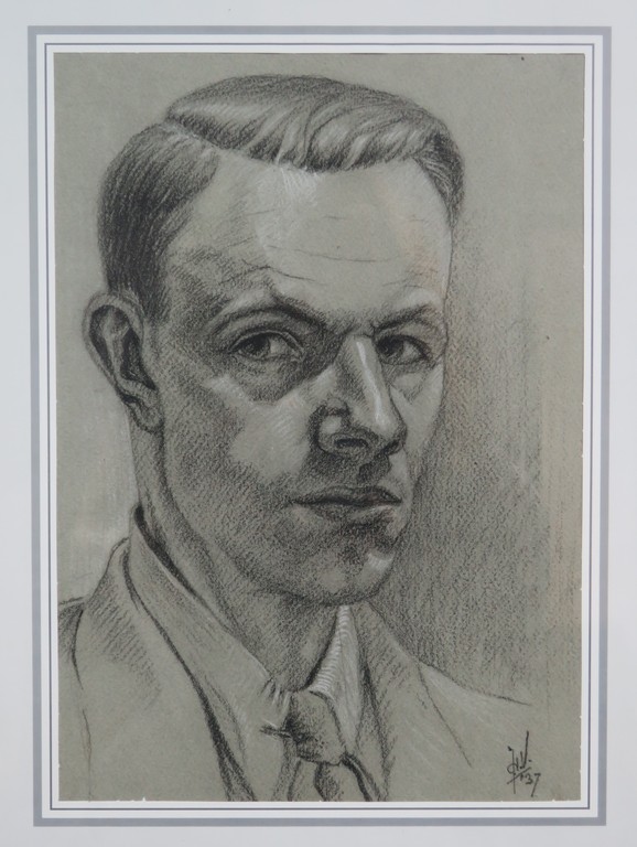 Jan Ph.A de Vries: 1x Potlood- + 1x Pentekening, Man en Man met pijp - Ingelijst kopen? Bied vanaf 1!