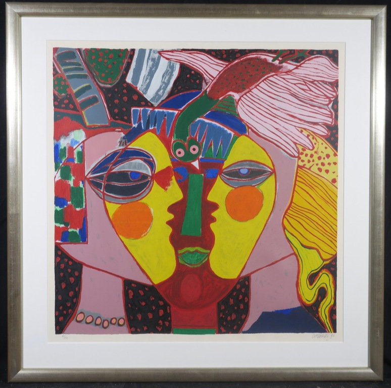 Corneille: Zeefdruk, Z.T. - Ingelijst (Groot!) verkocht voor € 400!