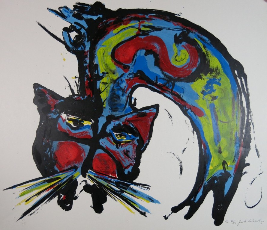 Jan te Wierik: Litho, Katwezen verkocht voor € 200!