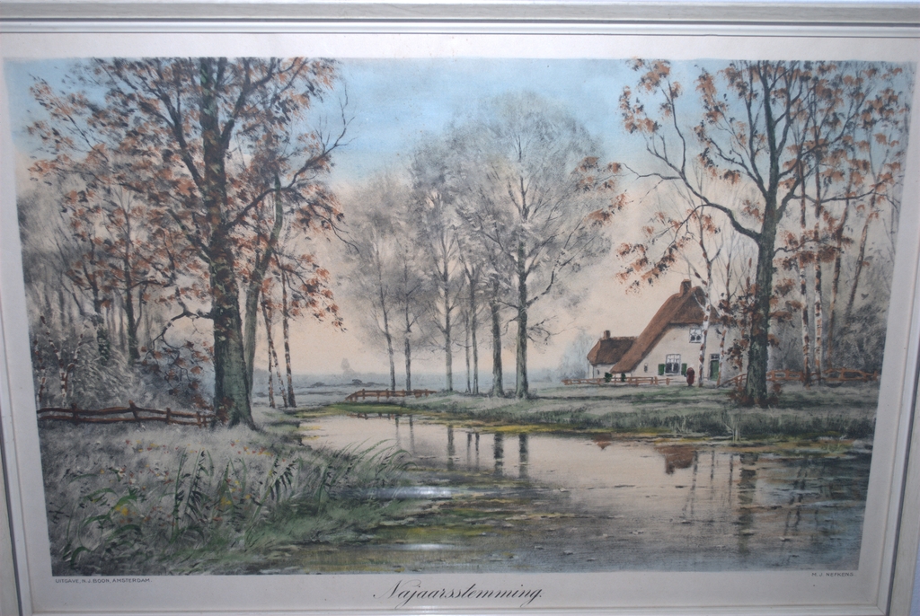 Najaarsstemming - handgekleurde litho topkwaliteit - leerling HW Mesdag verkauft für € 40!