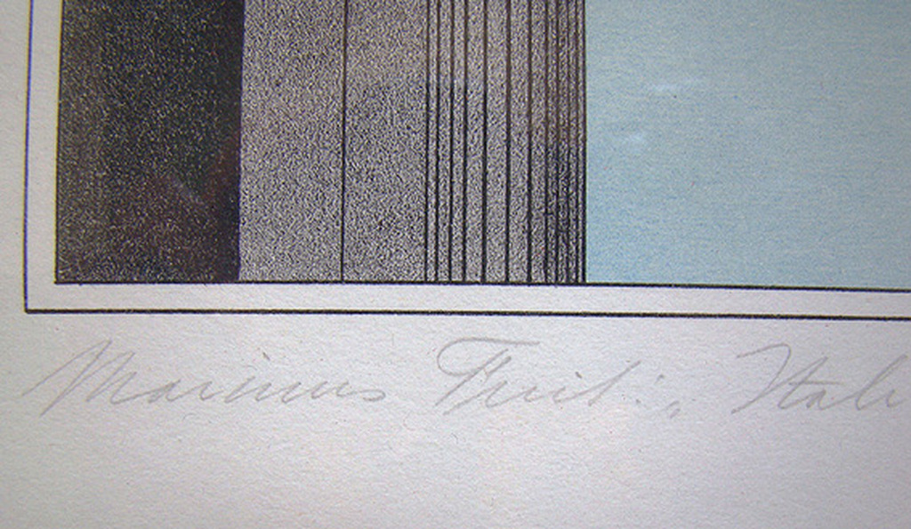 Litho: Italiaans gebouw naast schutting - 1980 kopen? Bied vanaf 75!